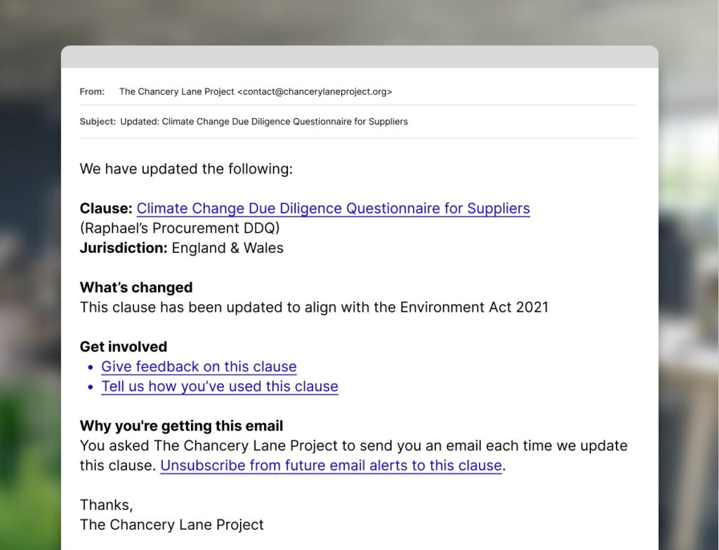 A screenshot of an example email notification